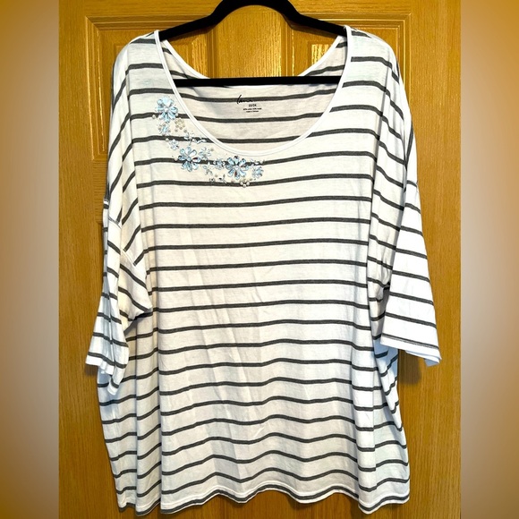 Lane Bryant Striped Embellished Dolman Sleeve Top - Picture 1 of 6